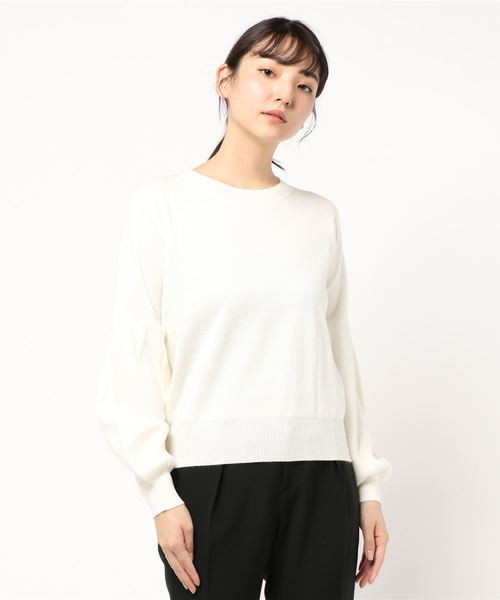 EMODA（エモダ）の「PUFF VOLUME KINT（ニット/セーター・レディース・ホワイト/キャメル・FREE）」の2枚目の写真