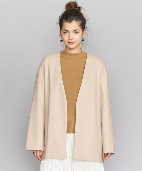 BEAUTY&YOUTH UNITED ARROWS（ビューティーアンドユースユナイテッドアローズ）の「BY スムースカラーレスベルトジャケットо（ノーカラージャケット・レディース・ベージュ/モカ・MEDIUM/SMALL）」の10枚目の写真