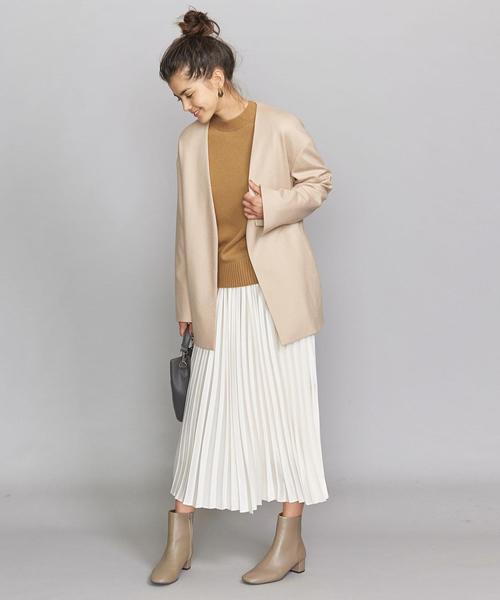 BEAUTY&YOUTH UNITED ARROWS（ビューティーアンドユースユナイテッドアローズ）の「BY スムースカラーレスベルトジャケットо（ノーカラージャケット・レディース・ベージュ/モカ・MEDIUM/SMALL）」の8枚目の写真