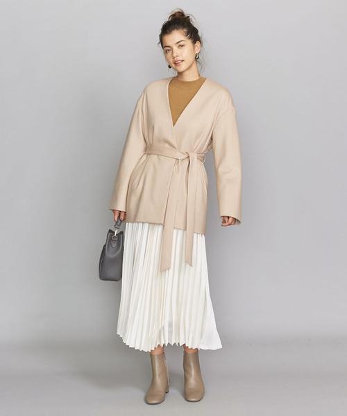 BEAUTY&YOUTH UNITED ARROWS（ビューティーアンドユースユナイテッドアローズ）の「BY スムースカラーレスベルトジャケットо（ノーカラージャケット・レディース・ベージュ/モカ・MEDIUM/SMALL）」の6枚目の写真