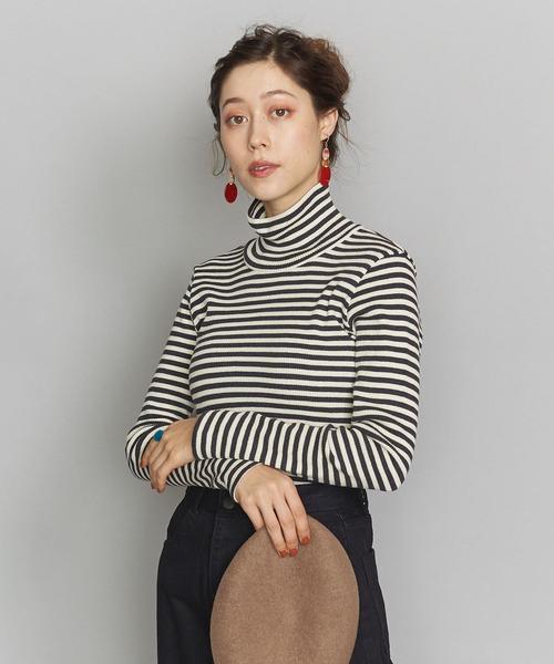 BEAUTY&YOUTH UNITED ARROWS(ビューティーアンドユースユナイテッドアローズ)の「BY コットンワッフルタートルネックカットソーо(Tシャツ/カットソー・レディース・ホワイト/その他1/ブラック・FREE)」の3枚目の写真