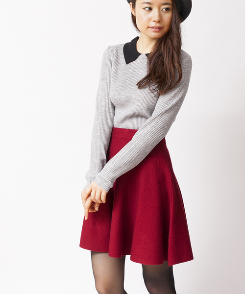 WEGO(ウィゴー)の「WEGO/ニットサーキュラースカート(スカート・レディース・アイボリー/ブラック/ダークグリーン/ネイビー/ワイン/杢グレー/サックスブルー/ブルー系その他/ライトピンク・FREE)」の9枚目の写真