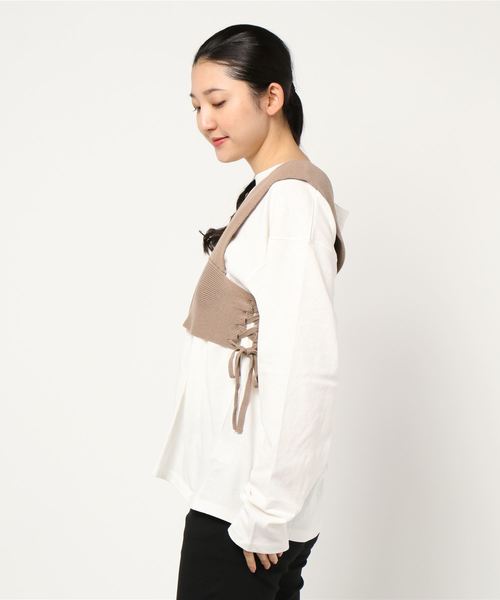 archives（アルシーヴ）の「レースアップビスチェSET（Tシャツ/カットソー・レディース・ブラック/モカ/ブルー・MEDIUM）」の5枚目の写真