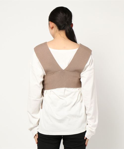 archives（アルシーヴ）の「レースアップビスチェSET（Tシャツ/カットソー・レディース・ブラック/モカ/ブルー・MEDIUM）」の4枚目の写真