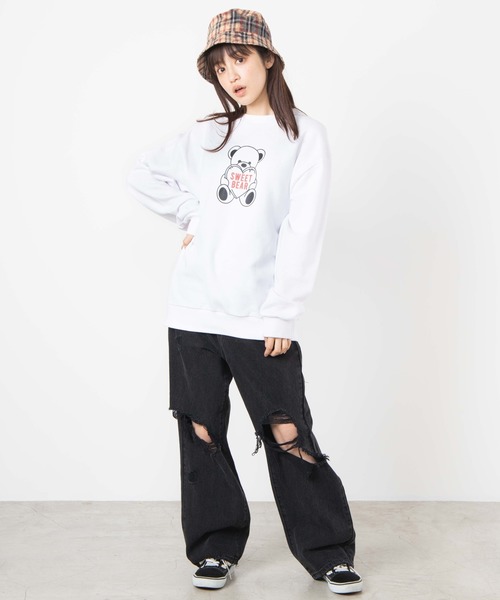 WEGO（ウィゴー）の「WEGO/ベアビッグシルエットプルオーバー（スウェット・メンズ・ホワイト/ベージュ・SMALL/LARGE/MEDIUM）」の6枚目の写真