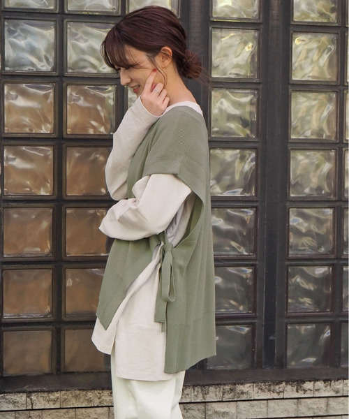 tiptop（ティップトップ）の「【web限定アイテム】サイドリボンニットベスト（ベスト・レディース・アイボリー/ブラック/ベージュ/カーキ/ブラウン/ダークブルー・FREE）」の12枚目の写真