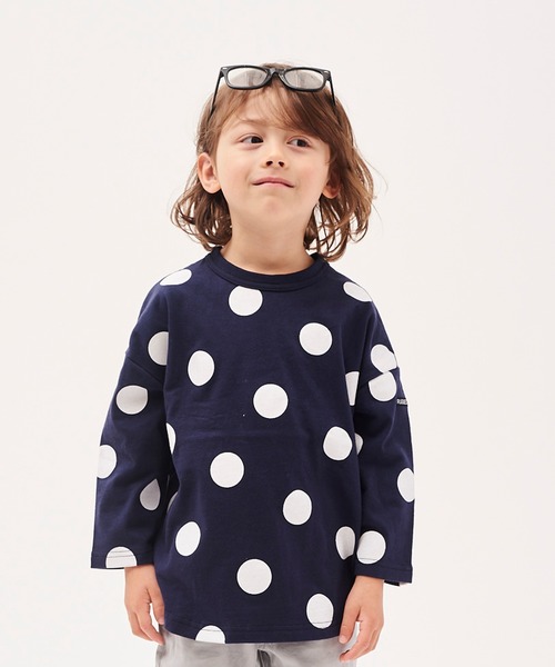 RUGGEDWORKS（ラゲッドワークス）の「キッズユニセックス大水ドロップショルダー天竺長袖Tシャツ（Tシャツ/カットソー・キッズ・ホワイト/ベージュ/ネイビー・80ｃｍ/110cm/100cm/120cm/130cm/140cm/90㎝）」の3枚目の写真