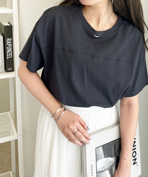 GeeRA（ジーラ）の「綿100％フットボールＴシャツ（Tシャツ/カットソー・レディース・モカ/パープル/ブラック/オフホワイト/ネイビー/カーキ・MEDIUM/LARGE/X-LARGE/XX-LARGE/SMALL）」の6枚目の写真