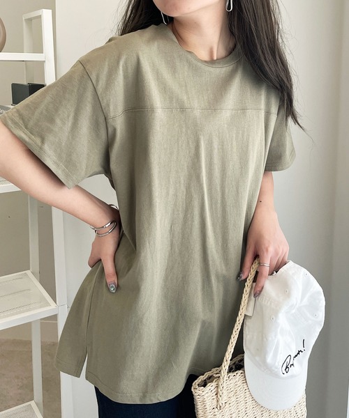 GeeRA（ジーラ）の「綿100％フットボールＴシャツ（Tシャツ/カットソー・レディース・モカ/パープル/ブラック/オフホワイト/ネイビー/カーキ・MEDIUM/LARGE/X-LARGE/XX-LARGE/SMALL）」の5枚目の写真