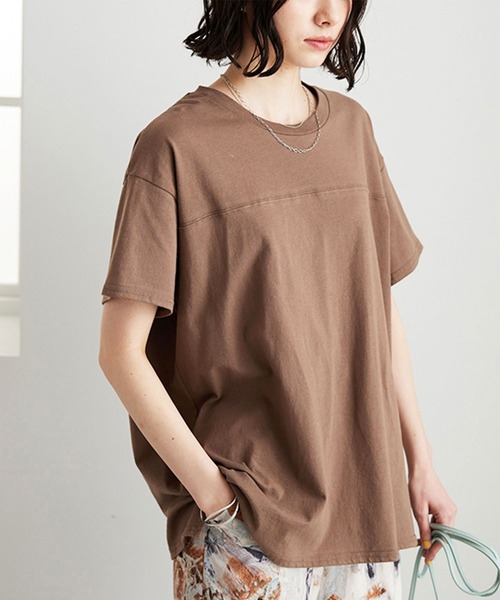 GeeRA（ジーラ）の「綿100％フットボールＴシャツ（Tシャツ/カットソー・レディース・モカ/パープル/ブラック/オフホワイト/ネイビー/カーキ・MEDIUM/LARGE/X-LARGE/XX-LARGE/SMALL）」の4枚目の写真