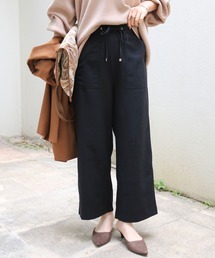 andme | きれいめツイル美脚ウエストドロストワイドパンツ(スラックス)