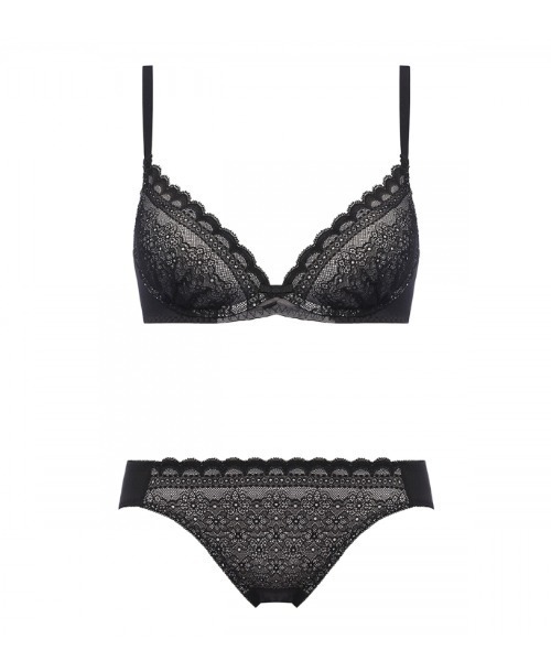 AMOSTYLE BY Triumph（アモスタイルバイトリンプ）の「デイジーシャワー 夢みるブラ ノンワイヤー ブラ＆ショーツセット【A,B,C,Dカップ】AMST1260 HU2+Hikini JX（ブラ&ショーツ・レディース・ネイビー/グリーン/コーラルピンク/ブラック/スモークピンク・B65/B70/C70/D70/B75/A70/A75/C65/C75/D65/D75/C80/D80/C75L/D75L）」の2枚目の写真