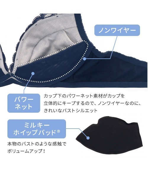 AMOSTYLE BY Triumph（アモスタイルバイトリンプ）の「デイジーシャワー 夢みるブラ ノンワイヤー ブラ＆ショーツセット【A,B,C,Dカップ】AMST1260 HU2+Hikini JX（ブラ&ショーツ・レディース・ネイビー/グリーン/コーラルピンク/ブラック/スモークピンク・B65/B70/C70/D70/B75/A70/A75/C65/C75/D65/D75/C80/D80/C75L/D75L）」の9枚目の写真
