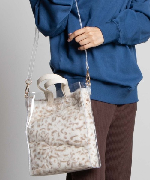 WEGO(ウィゴー)の「WEGO/マルチ巾着クリアショルダーバッグ(ショルダーバッグ・レディース・ベージュ/その他1・FREE)」の2枚目の写真