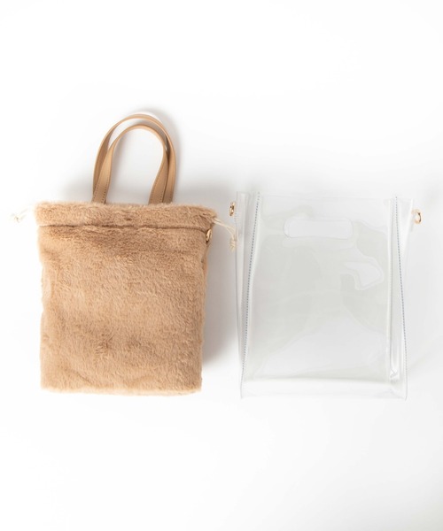 WEGO(ウィゴー)の「WEGO/マルチ巾着クリアショルダーバッグ(ショルダーバッグ・レディース・ベージュ/その他1・FREE)」の11枚目の写真