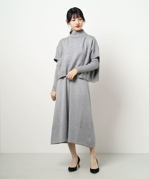 INTERPLANET（インタープラネット）の「ケーブルトップ＆リブワンピース　ＳＥＴ（ワンピース・レディース・グレー/アイボリー/ブラック・FREE）」の3枚目の写真