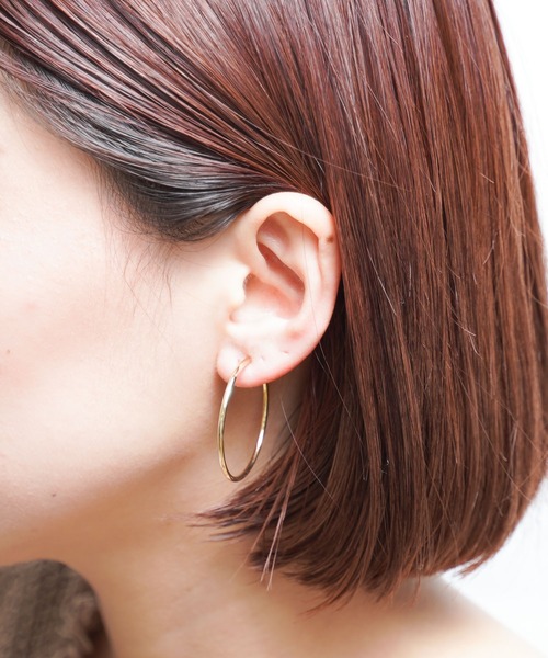 sunny branch（サニーブランチ）の「【Brass】ブラス　34㎜フープイヤリング（イヤリング・レディース・シルバー/ゴールド・FREE）」の3枚目の写真