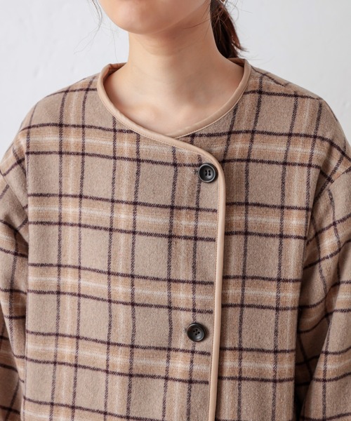 natural couture（ナチュラルクチュール）の「チェックリバーシブルパイピングコート（その他アウター・レディース・グレー/ベージュ/ライトベージュ・FREE）」の15枚目の写真