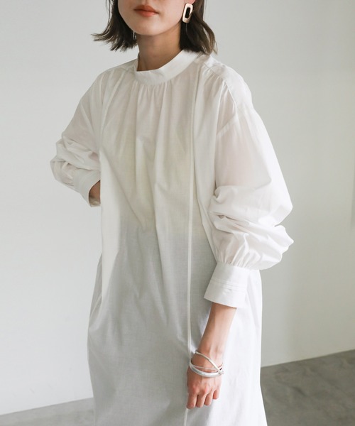 select MOCA(セレクトモカ)の「2021 SS バックオープンリボンワンピース(ワンピース・レディース・オフホワイト/サックスブルー/ライトカーキ・FREE)」の13枚目の写真