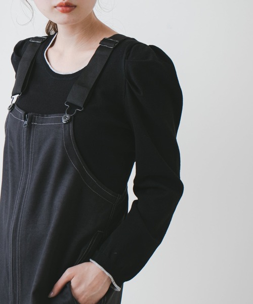 Kastane（カスタネ）の「配色ステッチパフニット（ニット/セーター・レディース・ブラック/イエロー/グリーン/アイボリー・FREE）」の3枚目の写真