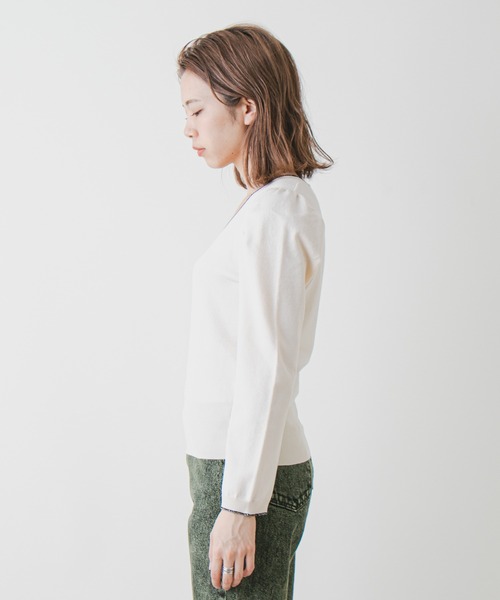 Kastane（カスタネ）の「配色ステッチパフニット（ニット/セーター・レディース・ブラック/イエロー/グリーン/アイボリー・FREE）」の11枚目の写真