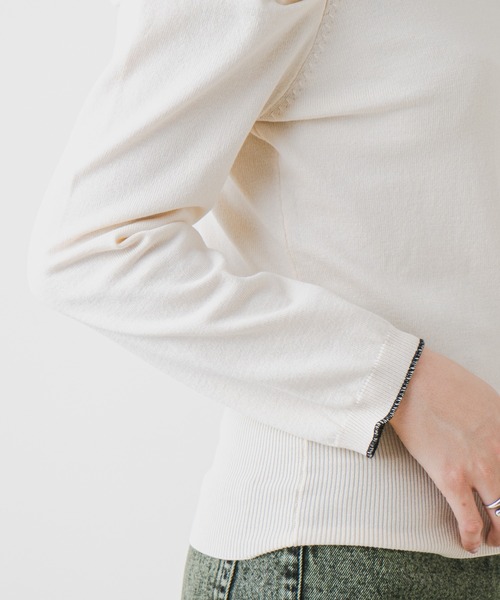 Kastane（カスタネ）の「配色ステッチパフニット（ニット/セーター・レディース・ブラック/イエロー/グリーン/アイボリー・FREE）」の13枚目の写真