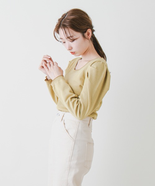 Kastane（カスタネ）の「配色ステッチパフニット（ニット/セーター・レディース・ブラック/イエロー/グリーン/アイボリー・FREE）」の6枚目の写真