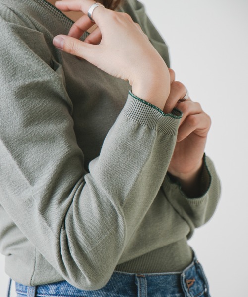 Kastane（カスタネ）の「配色ステッチパフニット（ニット/セーター・レディース・ブラック/イエロー/グリーン/アイボリー・FREE）」の19枚目の写真