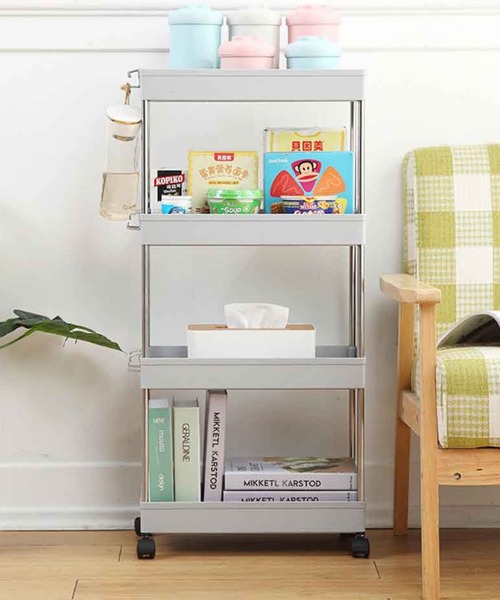 aimoha（アイモハ）の「可動式4段収納ラックカート（収納グッズ・メンズ・ベージュ/ピンク/ホワイト/グレー/ブラック・4）」の4枚目の写真