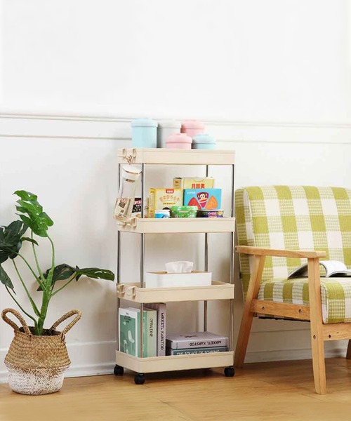 aimoha（アイモハ）の「可動式4段収納ラックカート（収納グッズ・メンズ・ベージュ/ピンク/ホワイト/グレー/ブラック・4）」の7枚目の写真