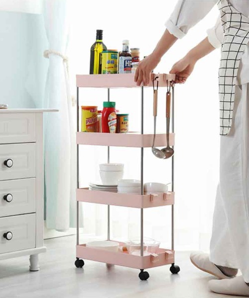 aimoha（アイモハ）の「可動式4段収納ラックカート（収納グッズ・メンズ・ベージュ/ピンク/ホワイト/グレー/ブラック・4）」の12枚目の写真