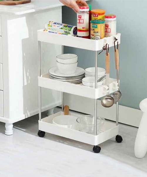 aimoha（アイモハ）の「可動式4段収納ラックカート（収納グッズ・メンズ・ベージュ/ピンク/ホワイト/グレー/ブラック・4）」の13枚目の写真