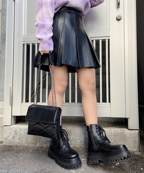 Figments（フィグメンツ）の「フェイクレザープリーツミニスカート  