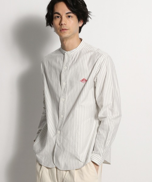 DANTON(ダントン)の「【DANTON(ダントン)】ストライプバンドカラーシャツ(シャツ/ブラウス・メンズ・グレー/ネイビー・MEDIUM/LARGE)」の2枚目の写真