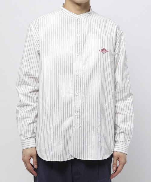 DANTON(ダントン)の「【DANTON(ダントン)】ストライプバンドカラーシャツ(シャツ/ブラウス・メンズ・グレー/ネイビー・MEDIUM/LARGE)」の3枚目の写真