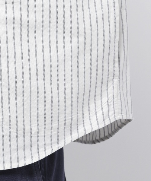 DANTON(ダントン)の「【DANTON(ダントン)】ストライプバンドカラーシャツ(シャツ/ブラウス・メンズ・グレー/ネイビー・MEDIUM/LARGE)」の4枚目の写真