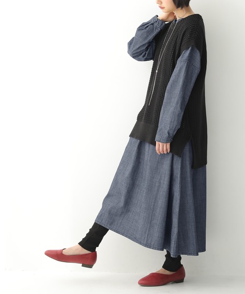 osharewalker（オシャレウォーカー）の「『ケーブル×メッシュニットベスト』（ベスト・レディース・グレイッシュブルー/ベージュ/ブラック・FREE）」の15枚目の写真