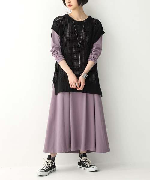 osharewalker（オシャレウォーカー）の「『ケーブル×メッシュニットベスト』（ベスト・レディース・グレイッシュブルー/ベージュ/ブラック・FREE）」の17枚目の写真