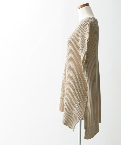 osharewalker（オシャレウォーカー）の「『ケーブル×メッシュニットベスト』（ベスト・レディース・グレイッシュブルー/ベージュ/ブラック・FREE）」の20枚目の写真