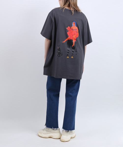 PUNYUS（プニュズ）の「デビルビッグＴシャツ（Tシャツ/カットソー・レディース・スミクロ/グリーン/ホワイト・4/3）」の4枚目の写真