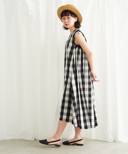 Lene（レネ）の「カポックギンガム ノースリーブワンピース（ワンピース・レディース・ブラック/ブルー・FREE）」の3枚目の写真