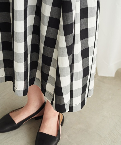Lene（レネ）の「カポックギンガム ノースリーブワンピース（ワンピース・レディース・ブラック/ブルー・FREE）」の14枚目の写真