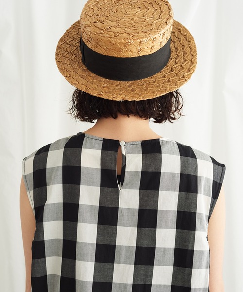 Lene（レネ）の「カポックギンガム ノースリーブワンピース（ワンピース・レディース・ブラック/ブルー・FREE）」の5枚目の写真