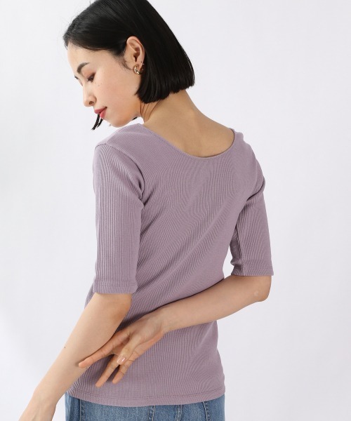 LOWRYS FARM（ローリーズファーム）の「オーガニックタイト５Ｓ　945981（Tシャツ/カットソー・レディース・ブラック/ベージュ/パープル/アイボリー・MEDIUM/LARGE）」の4枚目の写真