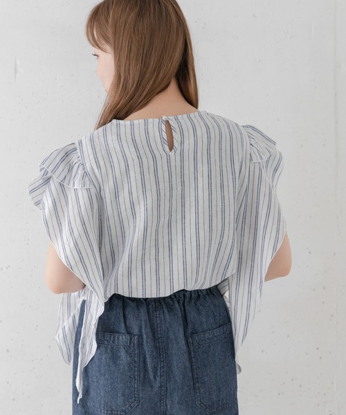 URBAN RESEARCH Sonny Label(アーバンリサーチサニーレーベル)の「リネンフリルブラウス(シャツ/ブラウス・レディース・ストライプ/ブラック/オフホワイト・FREE)」の6枚目の写真