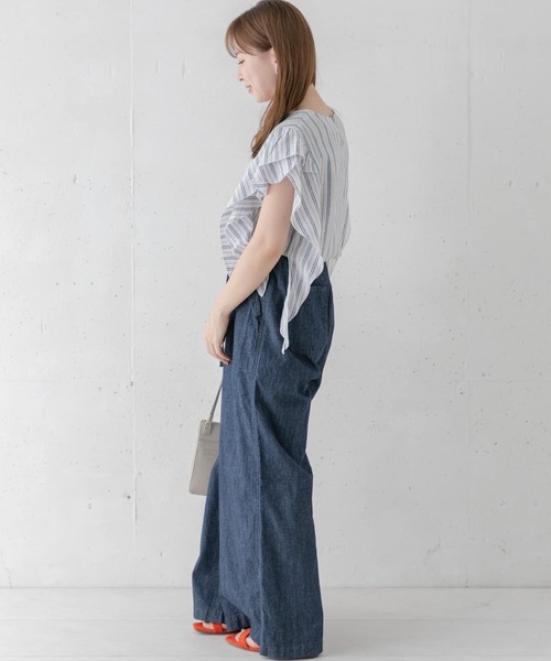 URBAN RESEARCH Sonny Label(アーバンリサーチサニーレーベル)の「リネンフリルブラウス(シャツ/ブラウス・レディース・ストライプ/ブラック/オフホワイト・FREE)」の8枚目の写真