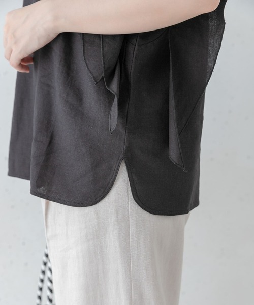 URBAN RESEARCH Sonny Label(アーバンリサーチサニーレーベル)の「リネンフリルブラウス(シャツ/ブラウス・レディース・ストライプ/ブラック/オフホワイト・FREE)」の9枚目の写真