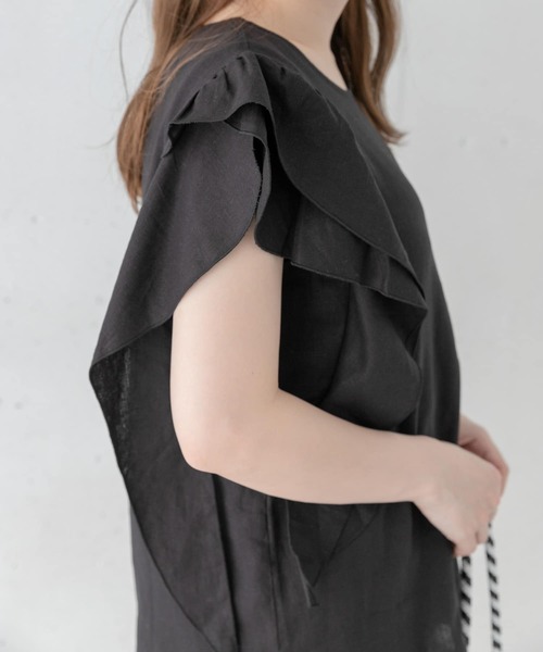 URBAN RESEARCH Sonny Label(アーバンリサーチサニーレーベル)の「リネンフリルブラウス(シャツ/ブラウス・レディース・ストライプ/ブラック/オフホワイト・FREE)」の11枚目の写真