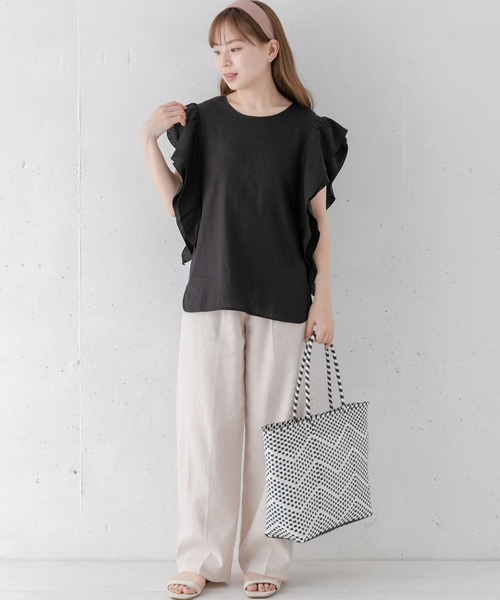 URBAN RESEARCH Sonny Label(アーバンリサーチサニーレーベル)の「リネンフリルブラウス(シャツ/ブラウス・レディース・ストライプ/ブラック/オフホワイト・FREE)」の13枚目の写真