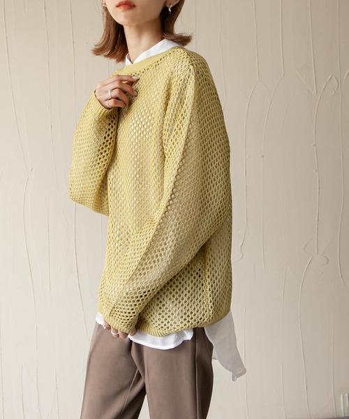 Chillfar(チルファー)の「あみあみリネンライク2wayサマーニットカーデ(カーディガン/ボレロ・レディース・ブラック/アイボリー/カーキブラウン/ライトイエロー/グレイッシュベージュ・FREE)」の1枚目の写真
